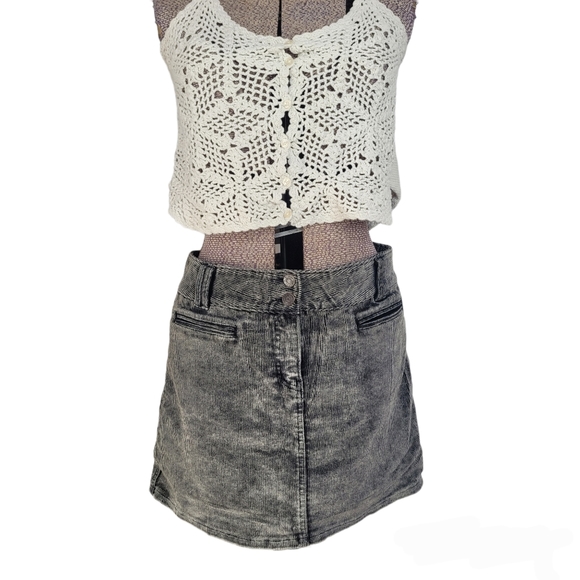 Vintage Dresses & Skirts - Vintage Y2K Armor Jeans grey corduroy mini skirt